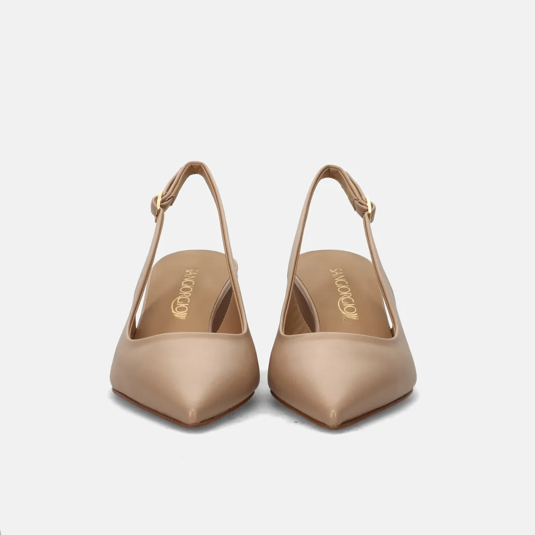 Slingback Sangiorgio in pelle beige con tacco comodo