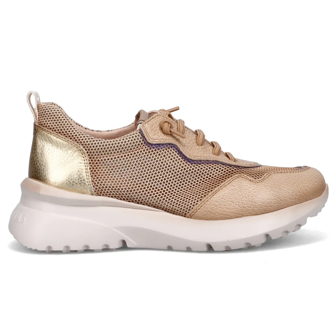 Sneaker da donna Hispanitas Polinesia in pelle beige e oro