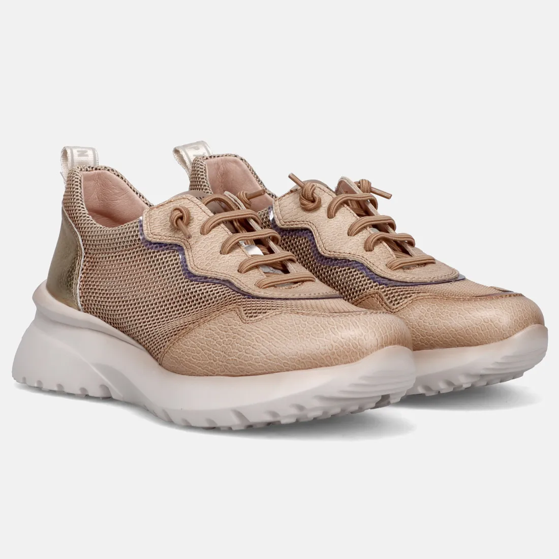 Sneaker da donna Hispanitas Polinesia in pelle beige e oro