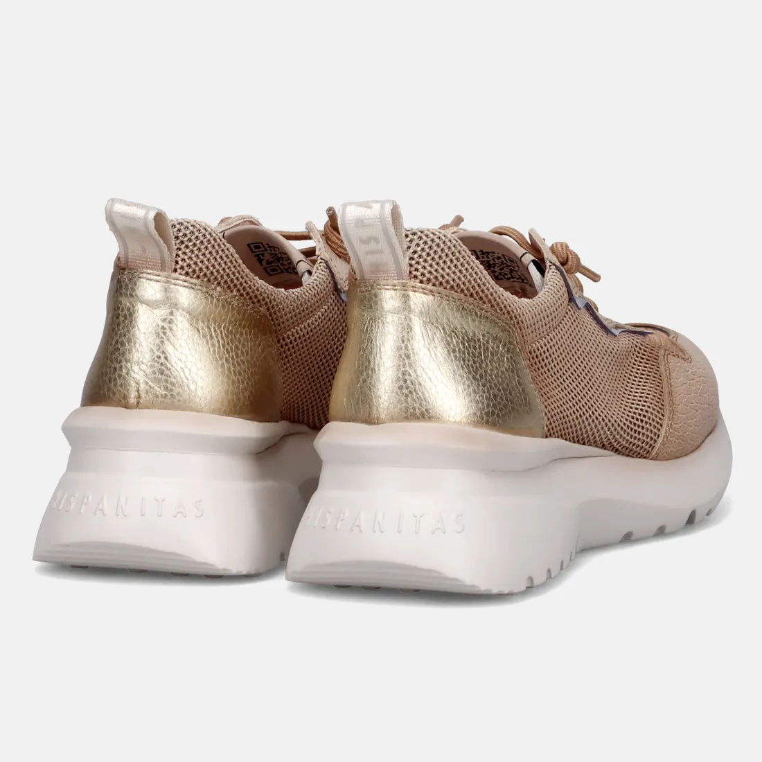 Sneaker da donna Hispanitas Polinesia in pelle beige e oro