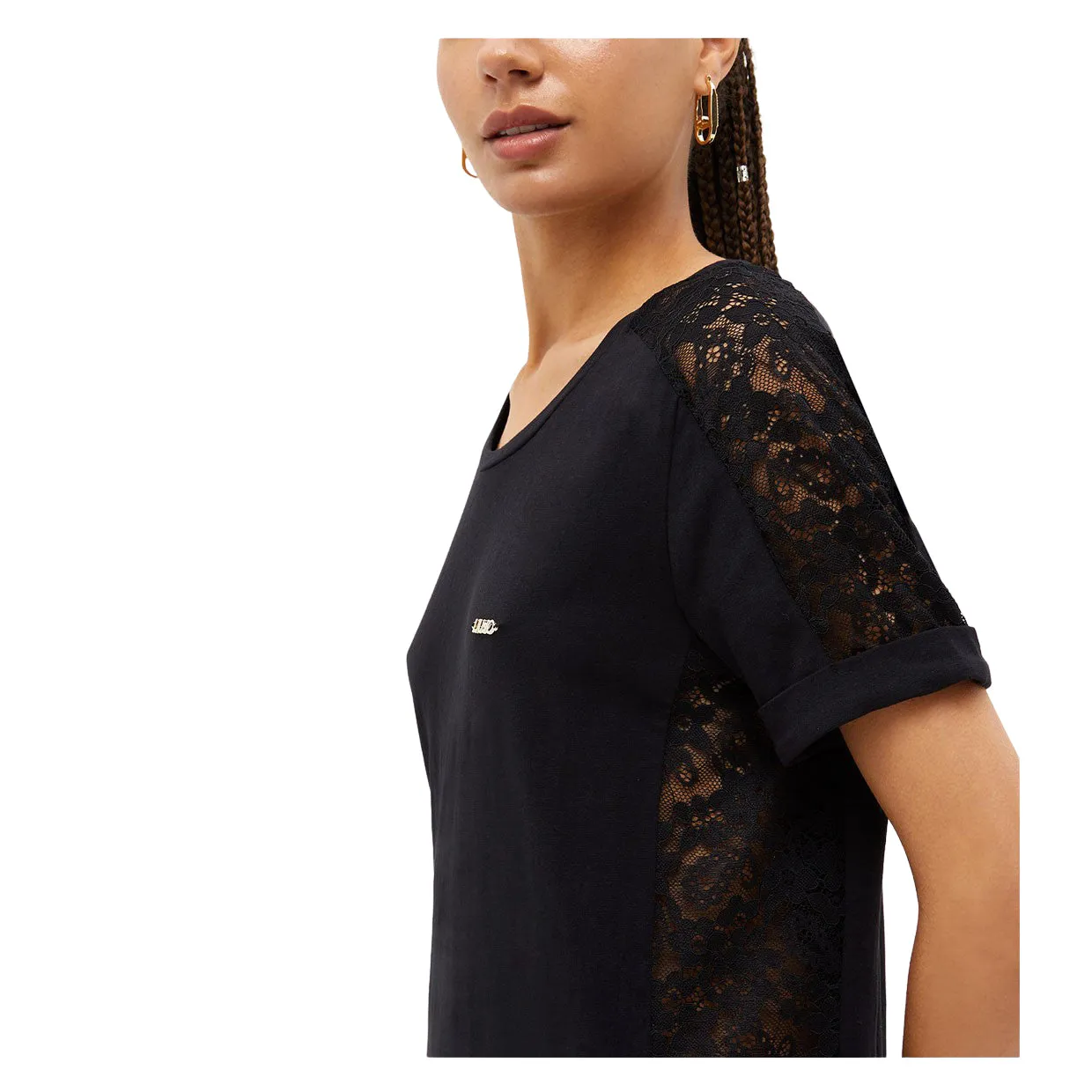 T-shirt Donna Liu-Jo Pizzo Laterale Nero