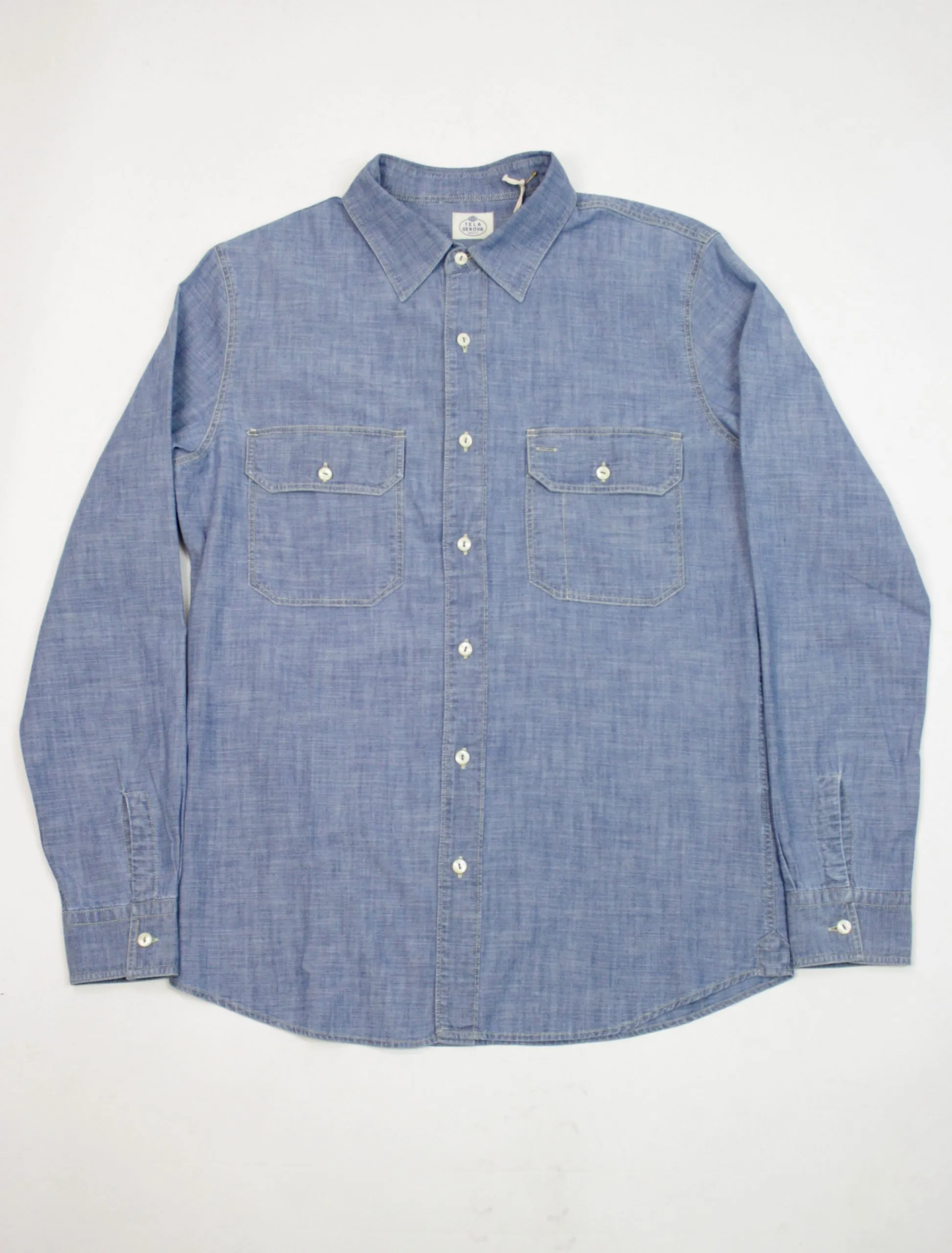 Tela Genova Camicia Emilio Chambray Blue