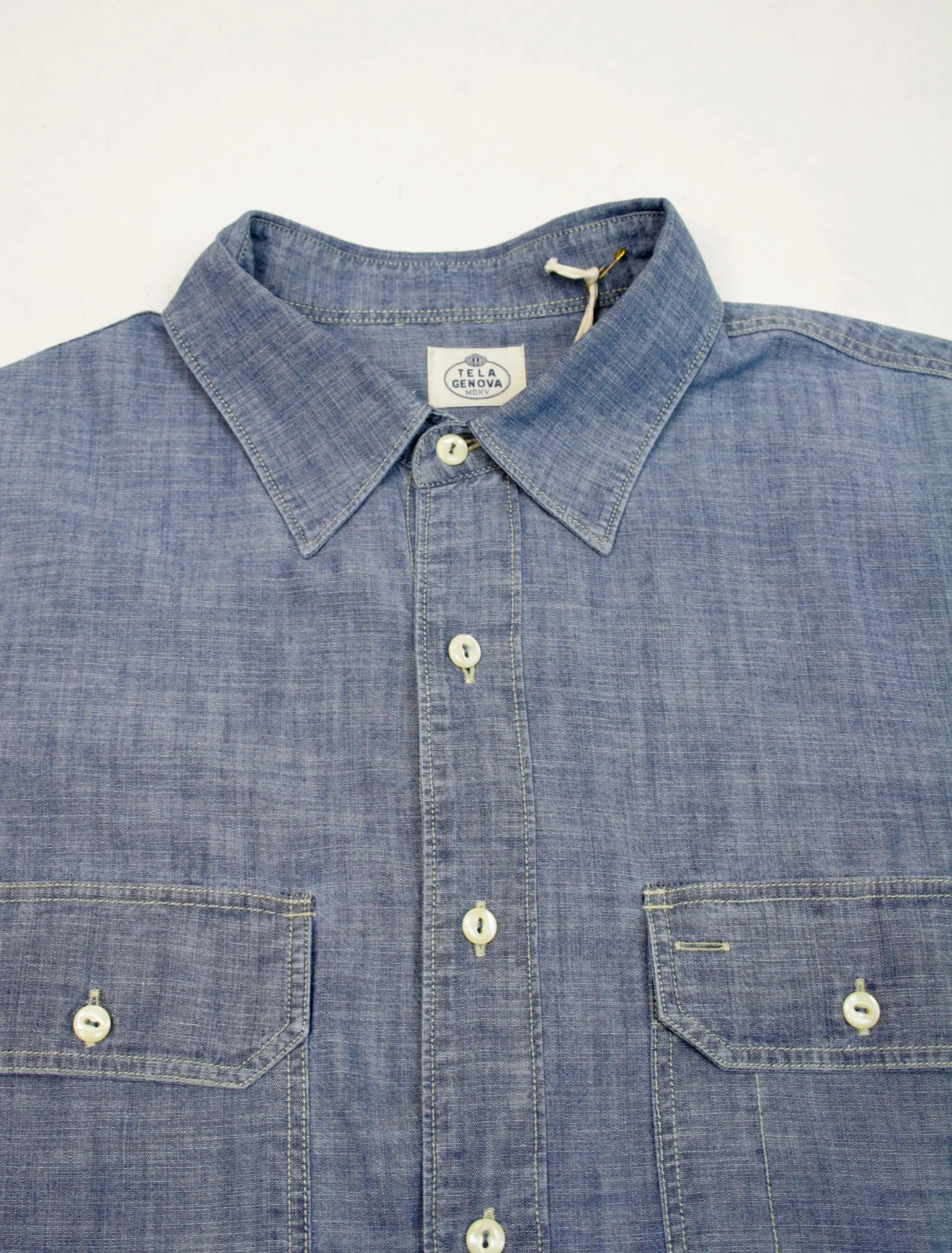 Tela Genova Camicia Emilio Chambray Blue