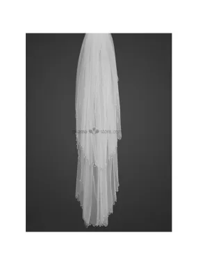 Velo Sposa lunghezza media in tulle morbido e delicato con bordo punti luce a catena